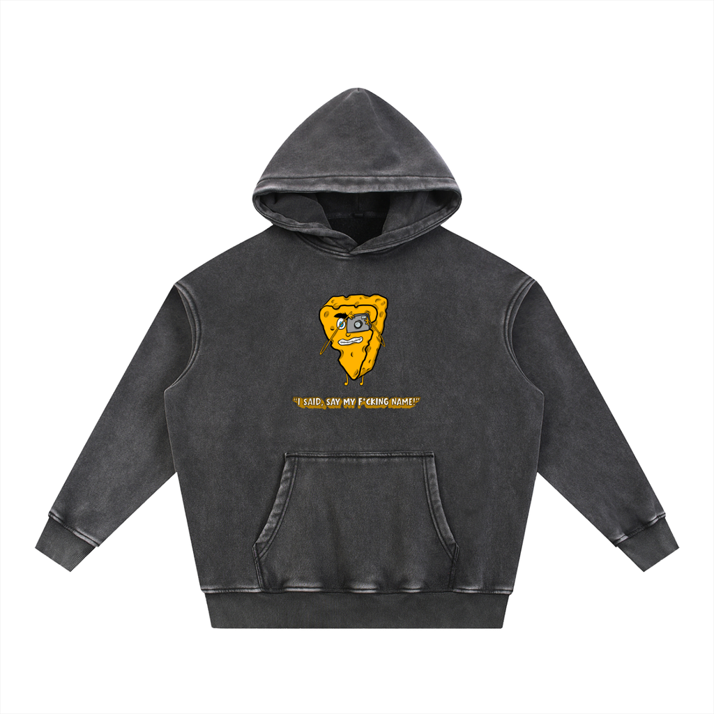 Vulgar Cheese - Unisex Snow Wash Fleece Oversize Hoodie
