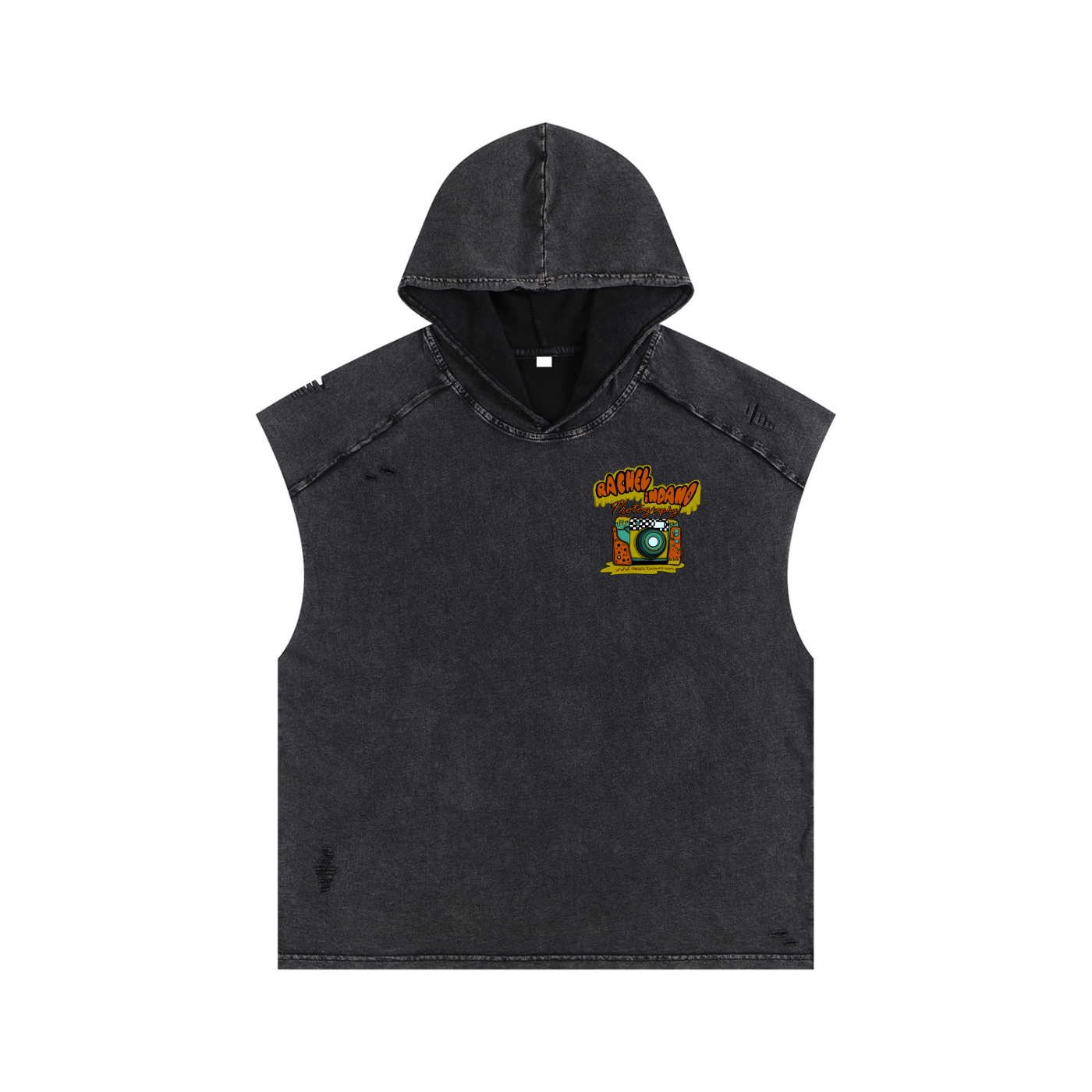 90's Logo - Unisex Snow Washed Boxy Hooded Tank Top