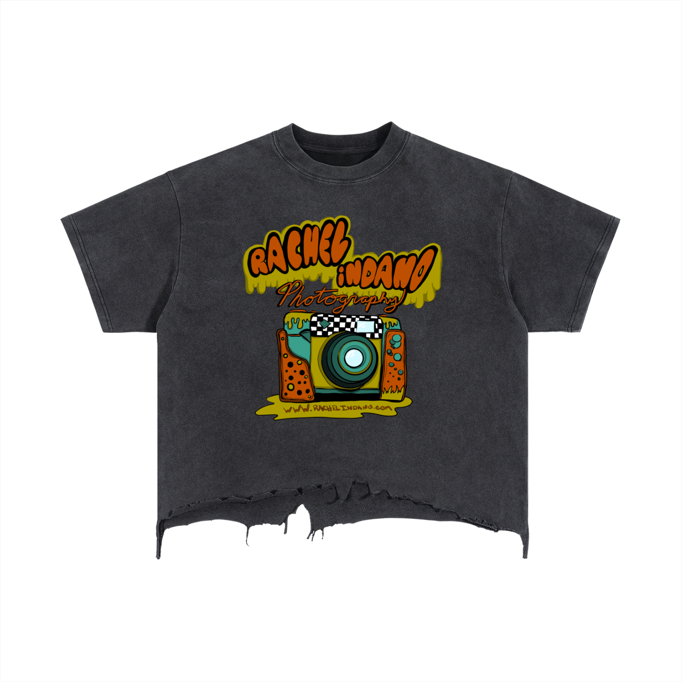 90's Logo - Unisex Vintage Wash Boxy Distressed Hem T-Shirt