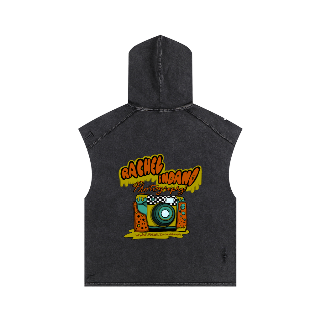 90's Logo - Unisex Snow Washed Boxy Hooded Tank Top