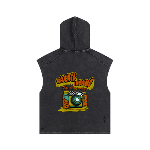 90's Logo - Unisex Snow Washed Boxy Hooded Tank Top