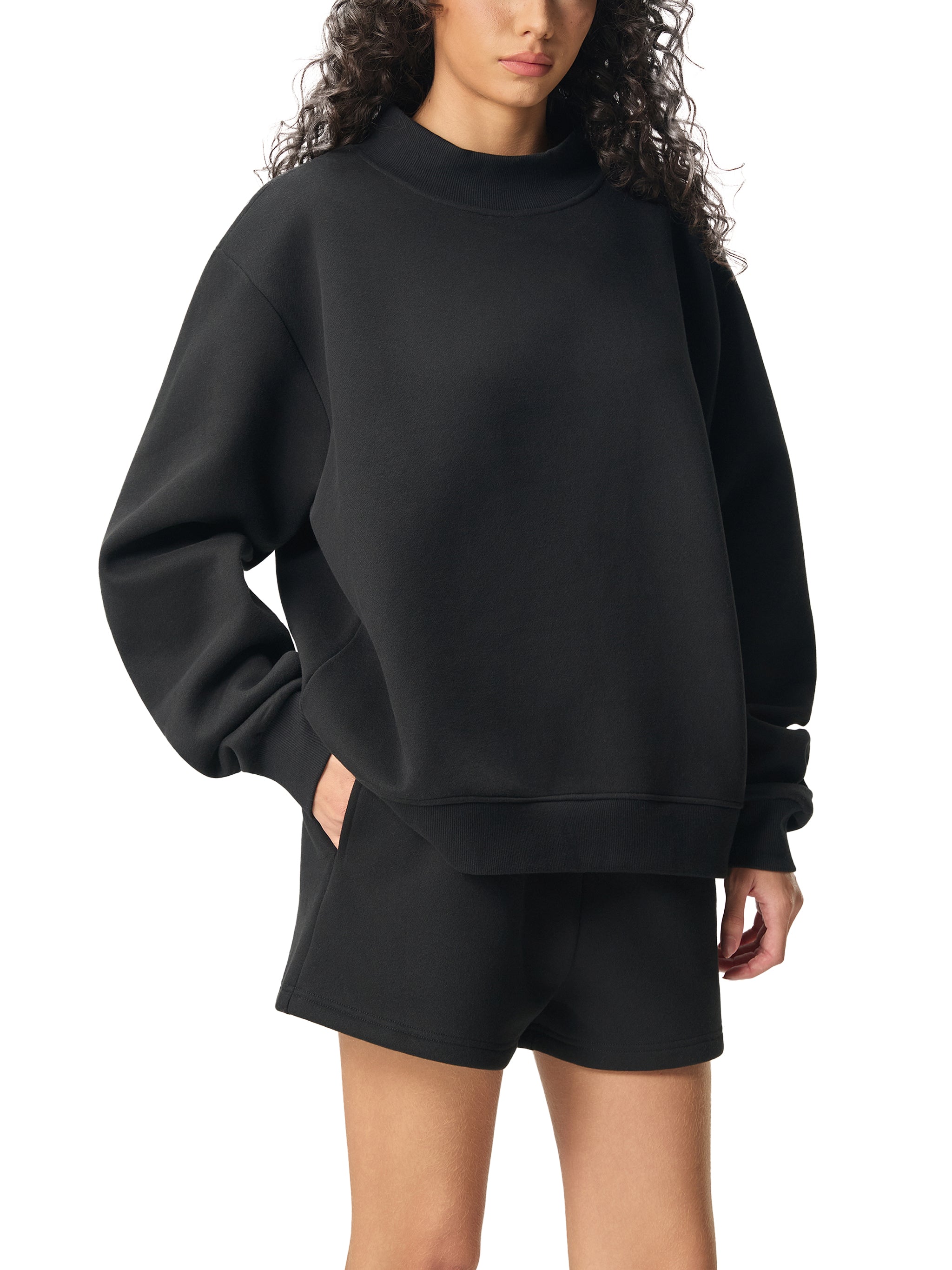 Say Cheese - women's Essential Fleece Mock-Neck Crew Sweatshirt