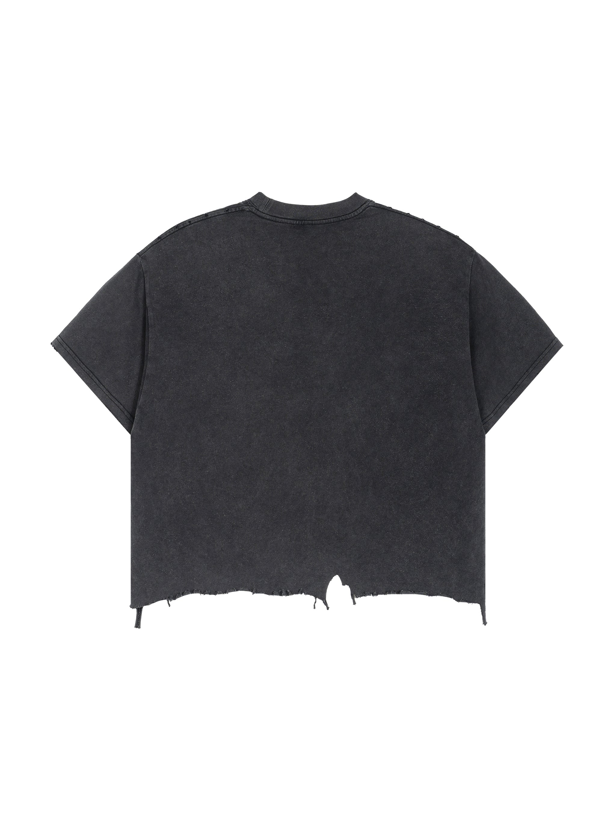 90's Logo - Unisex Vintage Wash Boxy Distressed Hem T-Shirt